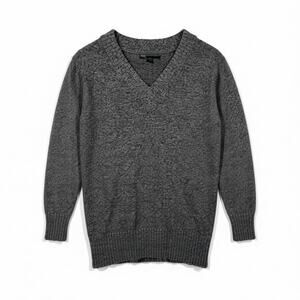 Athleta Vital V-Neck Wool Cashmere Knit Sweater Gray Marled Long Tunic Small